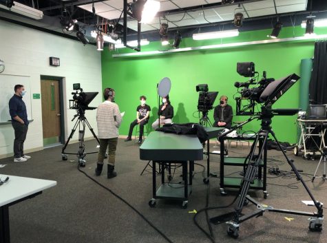 During second hour, Cats Eye News staff members run through a live broadcast in the Cats Eye News studio. 