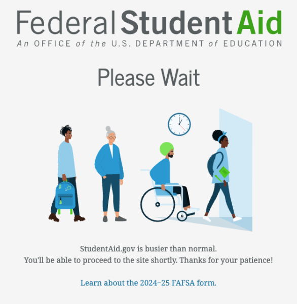 The FAFSA waiting room screen that plagued many families during the first weeks of the form being open.

(Image courtesy of The College Investor)